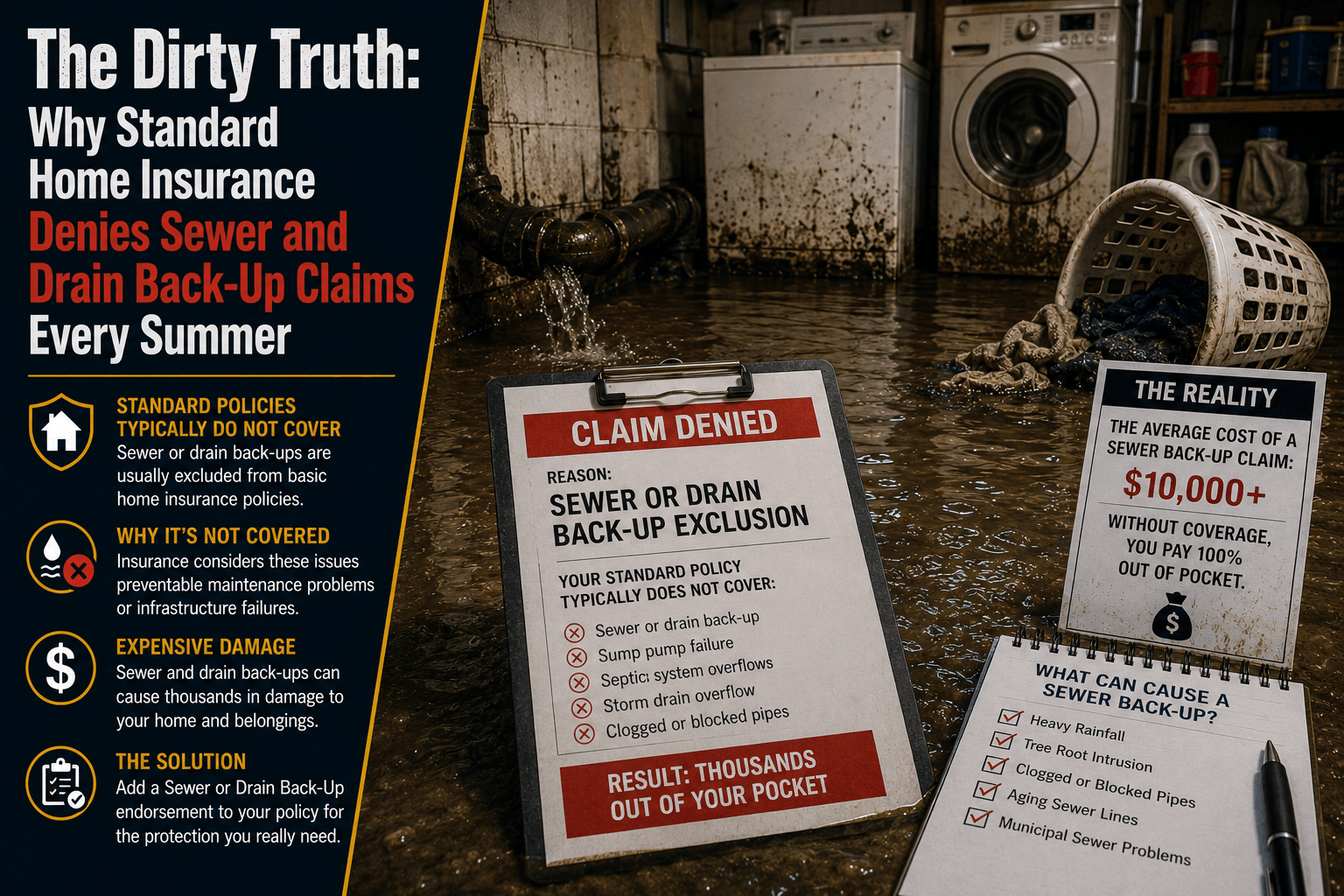 The Dirty Truth: Why Standard Home Insurance Denies Sewer Back-Up Claims Every Summer