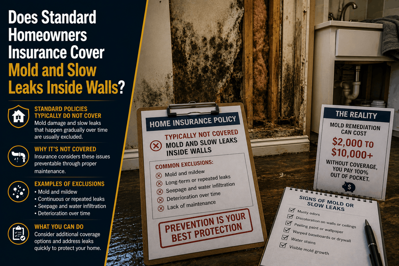 Does Homeowners Insurance Cover Mold & Slow Wall Leaks? (2026 Rules)