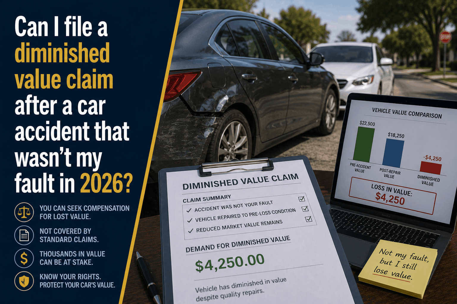 Can I File a Diminished Value Claim in 2026? (Not At-Fault Guide)