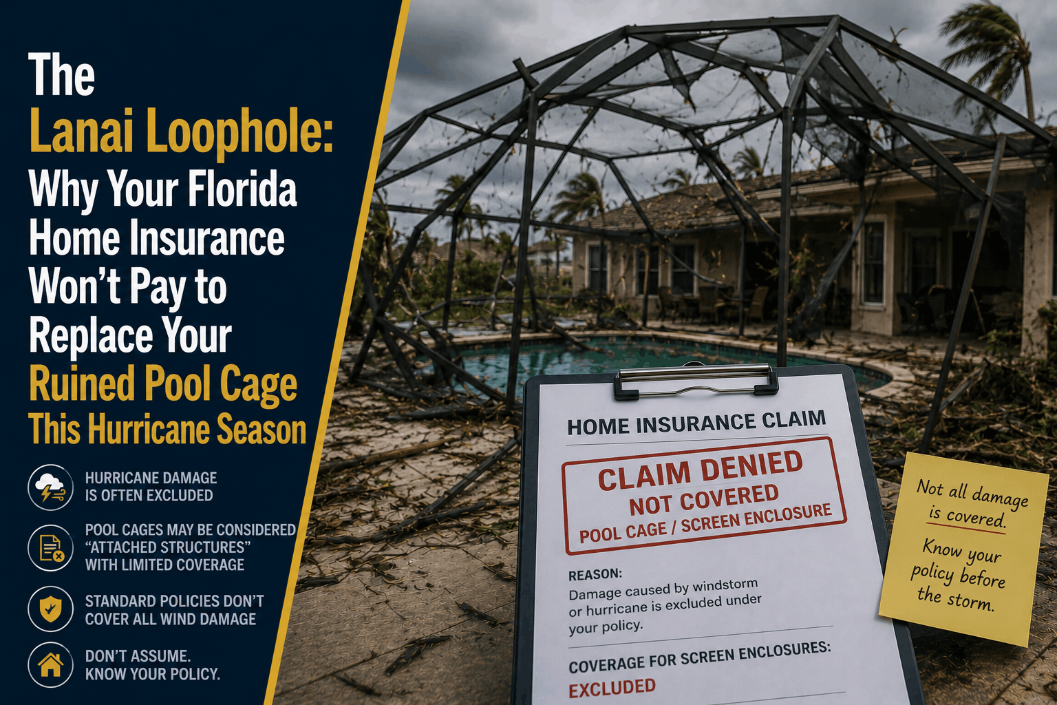 The Lanai Loophole: Why Home Insurance Won't Fix Your Pool Cage
