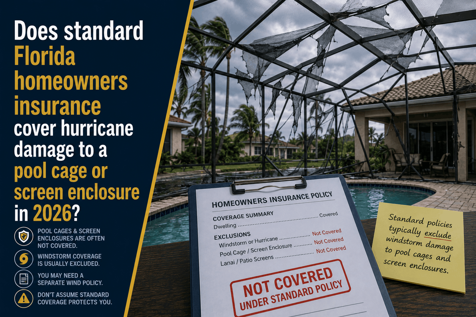 Does Florida Homeowners Insurance Cover a Pool Cage in 2026?