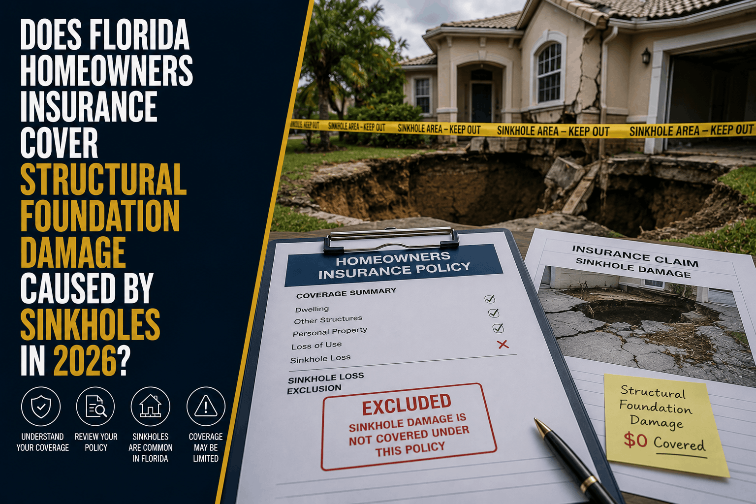 Does Florida Home Insurance Cover Sinkhole Foundation Damage? (2026)