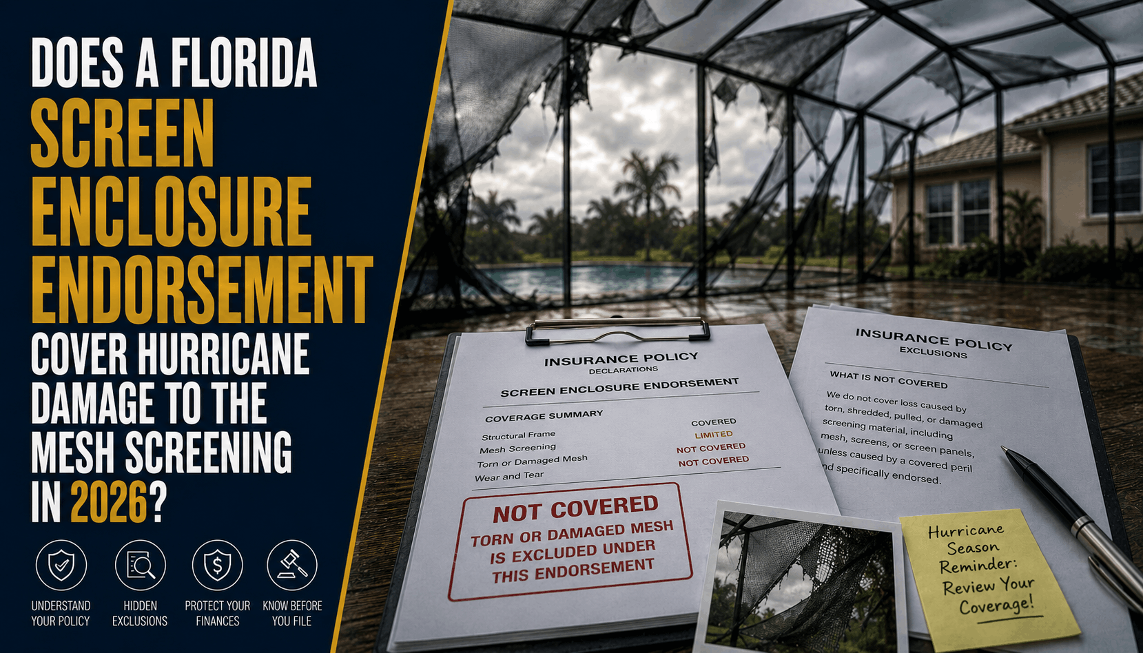 Does a Florida Screen Endorsement Cover Mesh Damage? (2026 Rules)