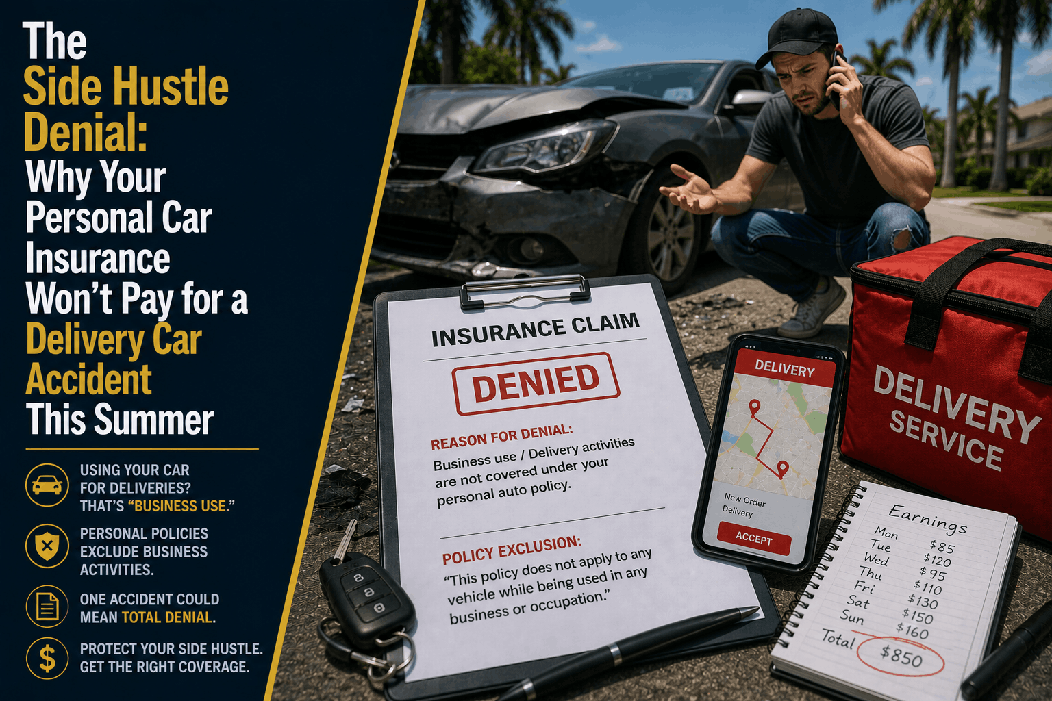 The Delivery Car Side Hustle Trap: Personal Auto Exclusions in 2026