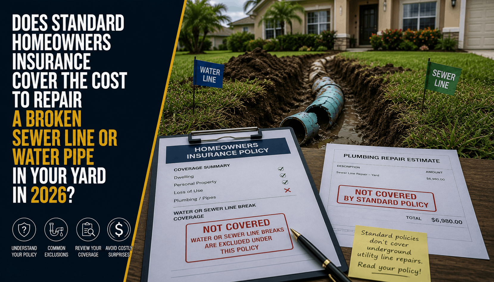 Does Home Insurance Cover Broken Pipes in the Yard? (2026)