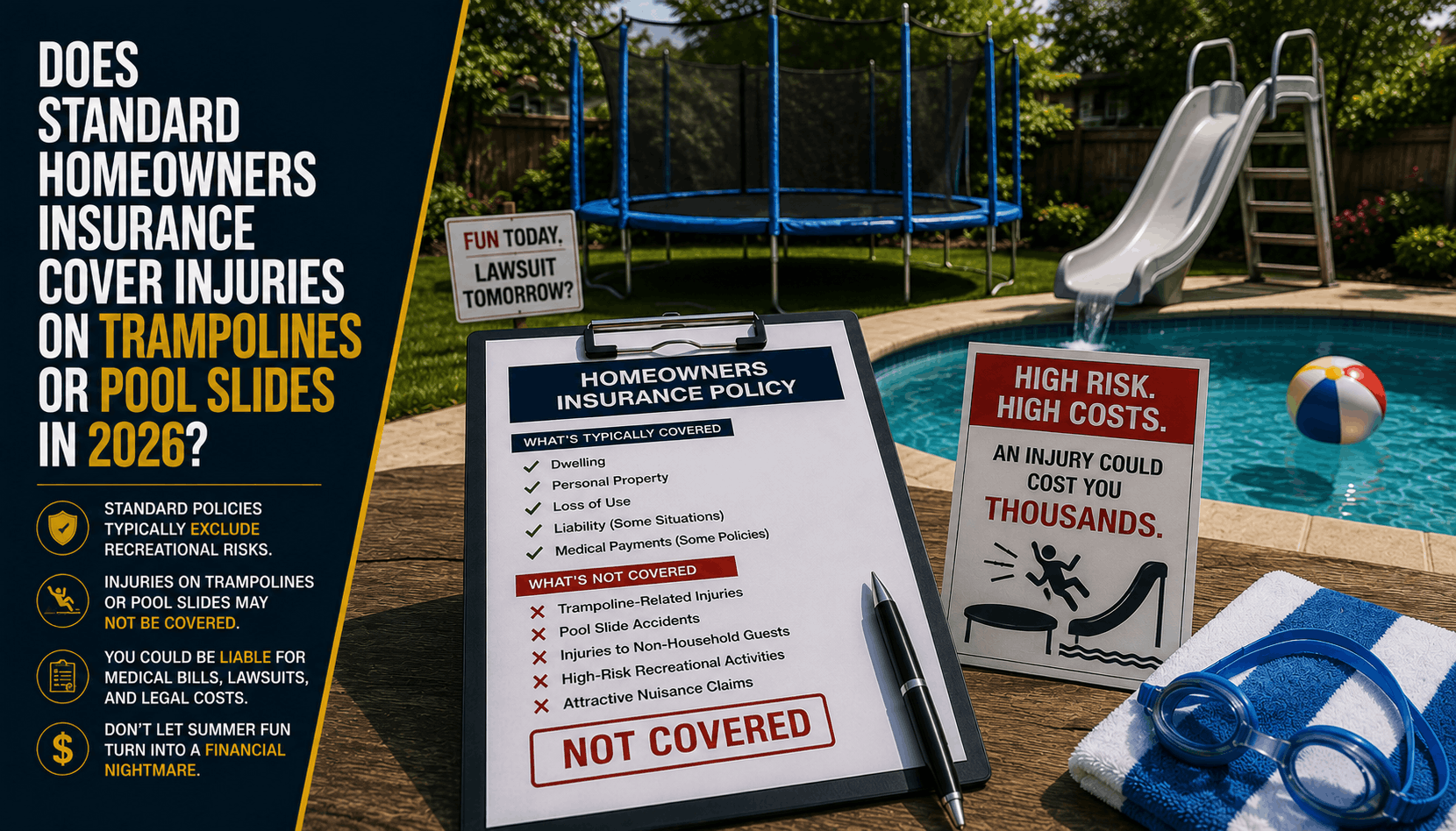 Does Homeowners Insurance Cover Trampolines or Pool Slides? (2026)