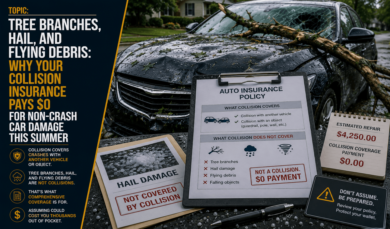 Why Collision Insurance Pays $0 for Non-Crash Summer Damage (2026)