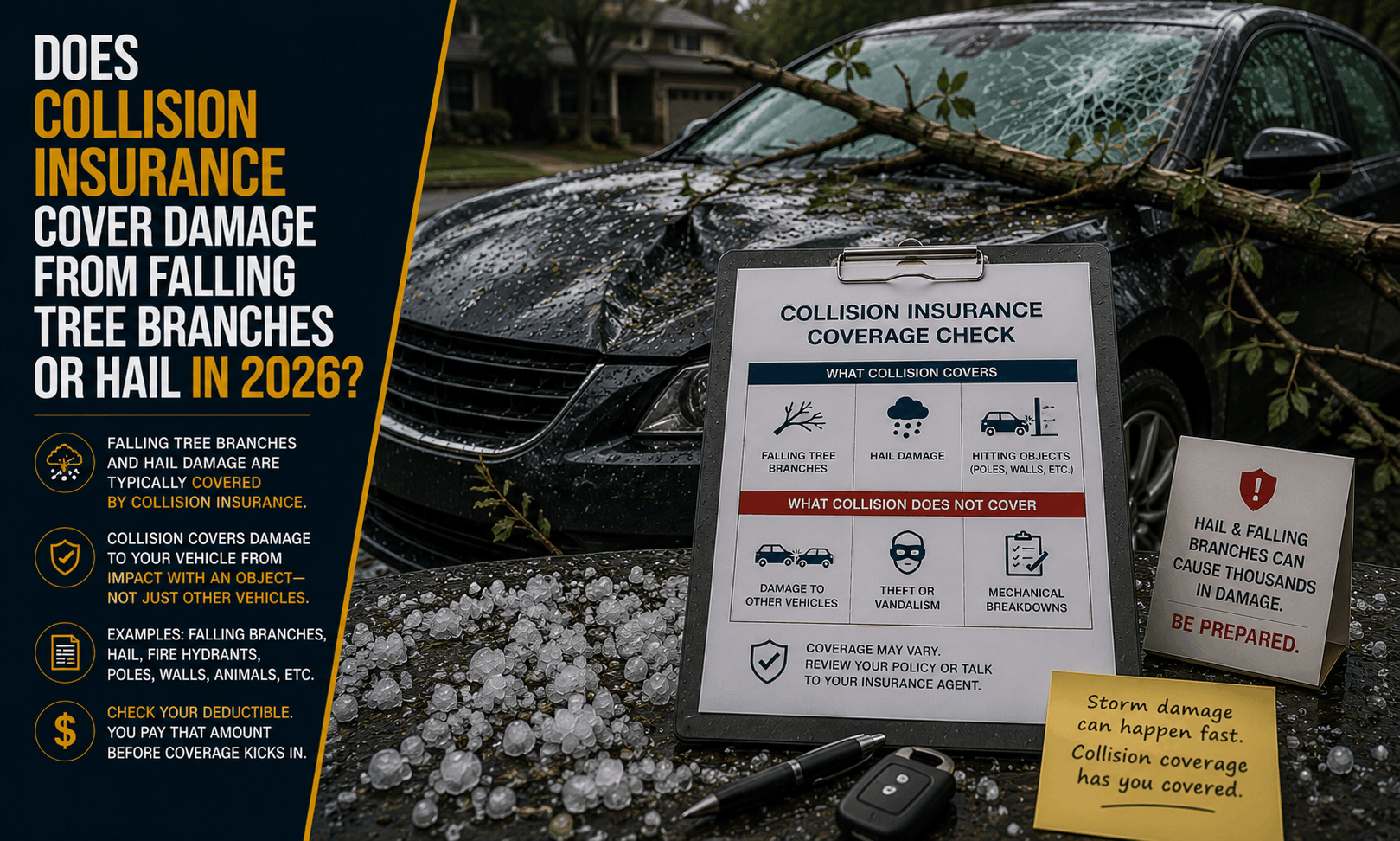 Does Collision Insurance Cover Hail & Tree Damage in 2026?