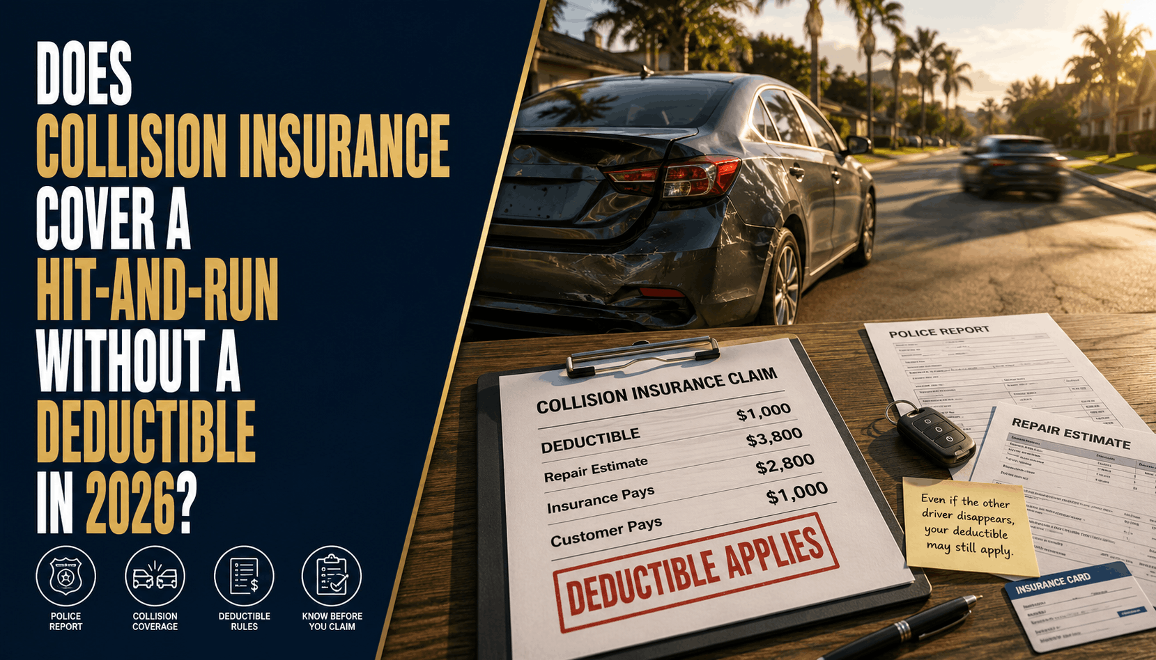Does Collision Cover Hit-and-Run Damage Without a Deductible? (2026)