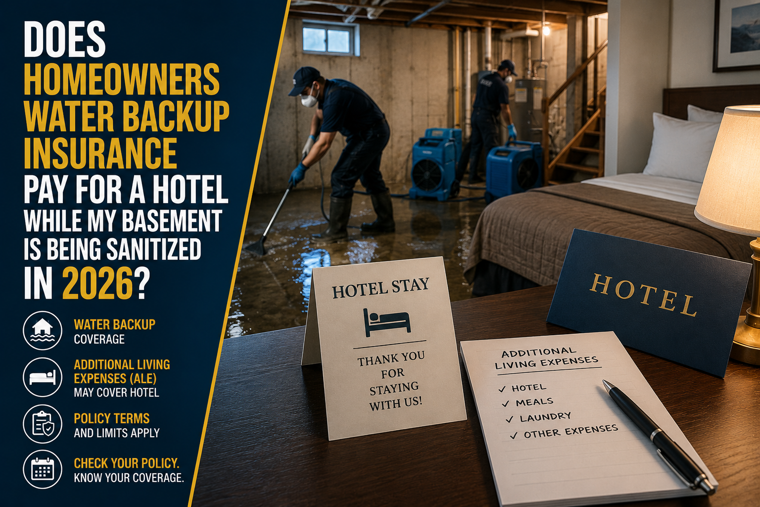 Does Water Backup Insurance Pay for a Hotel During Basement Sanitization? (2026)