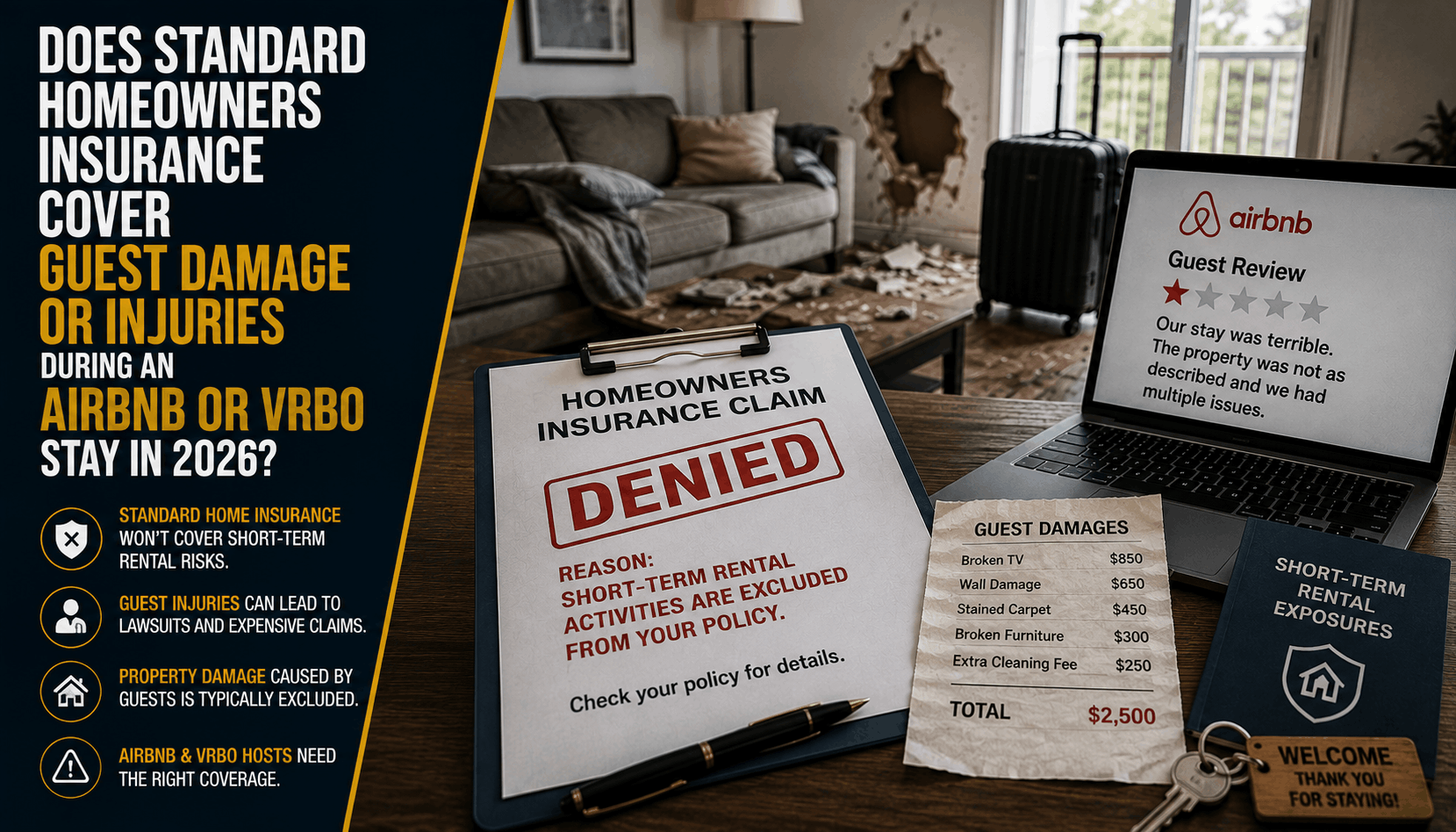 Renting on Airbnb This August? Why Home Insurance Denies Guest Damage (2026)