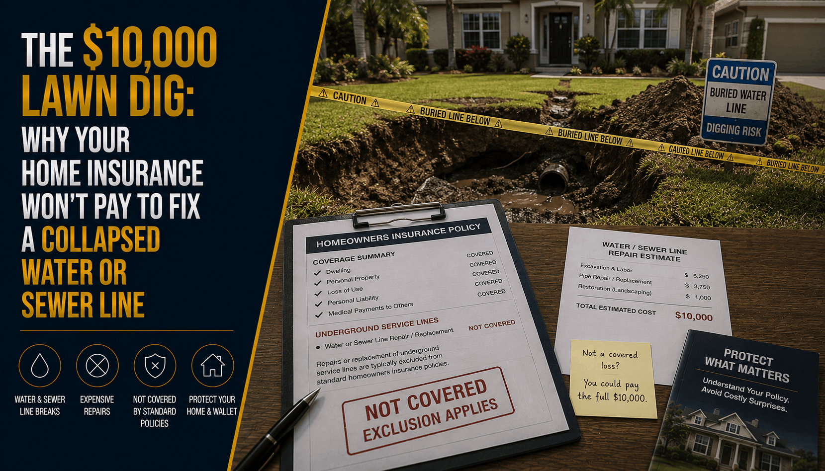 The $10,000 Lawn Dig: Why Home Insurance Won't Fix Sewer Lines (2026)