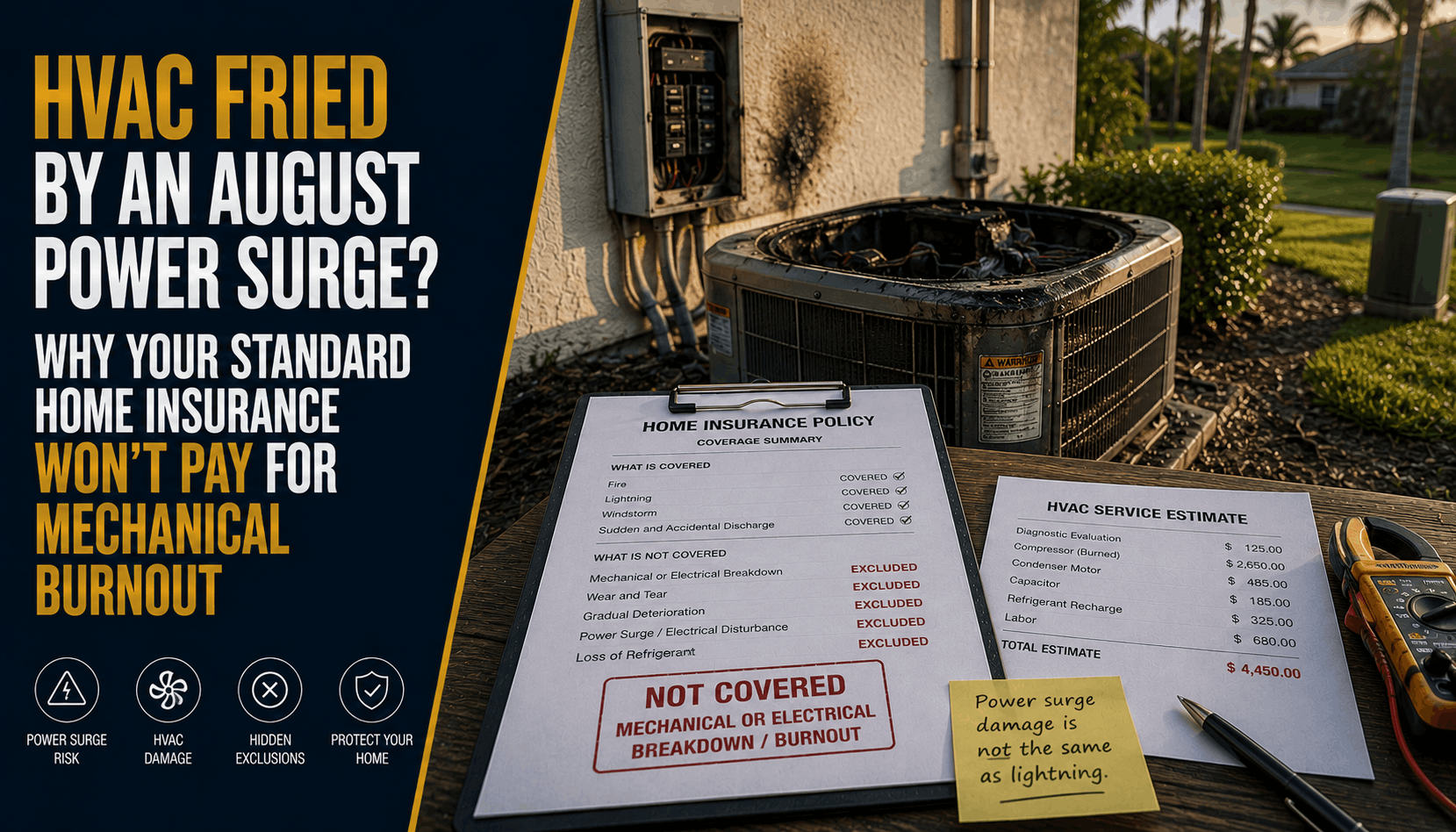 HVAC Fried by an August Power Surge? Home Insurance Coverage 2026