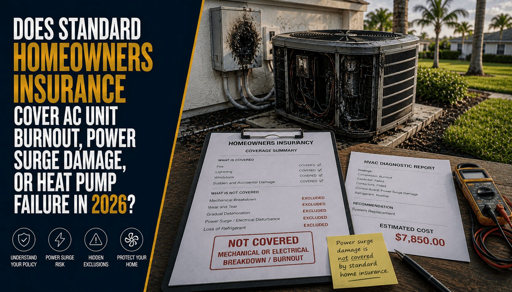 Does Home Insurance Cover AC Burnout & Power Surges in 2026?
