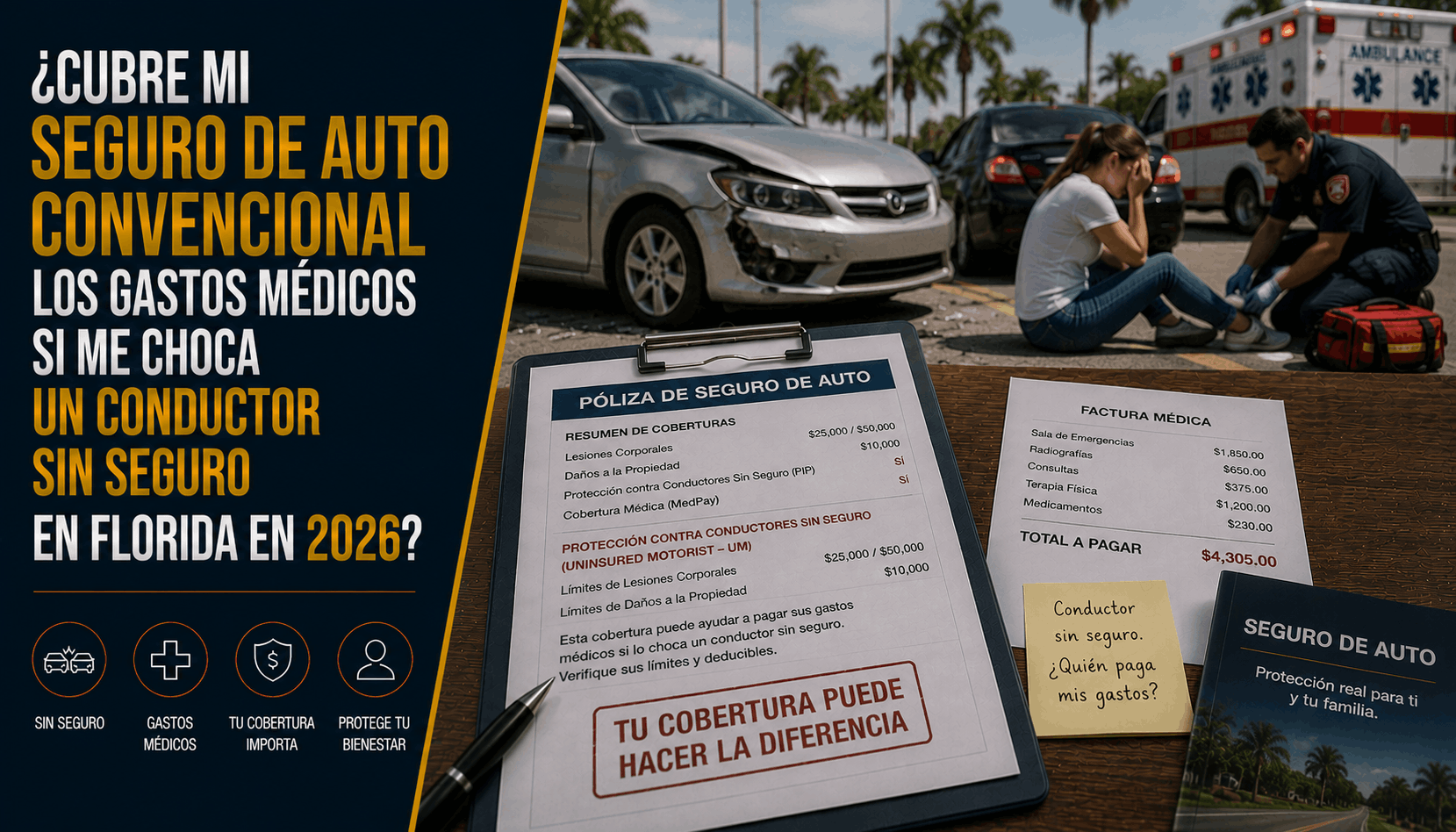 ¿Cubre tu Seguro un Choque con Conductor Sin Seguro en Florida (2026)?