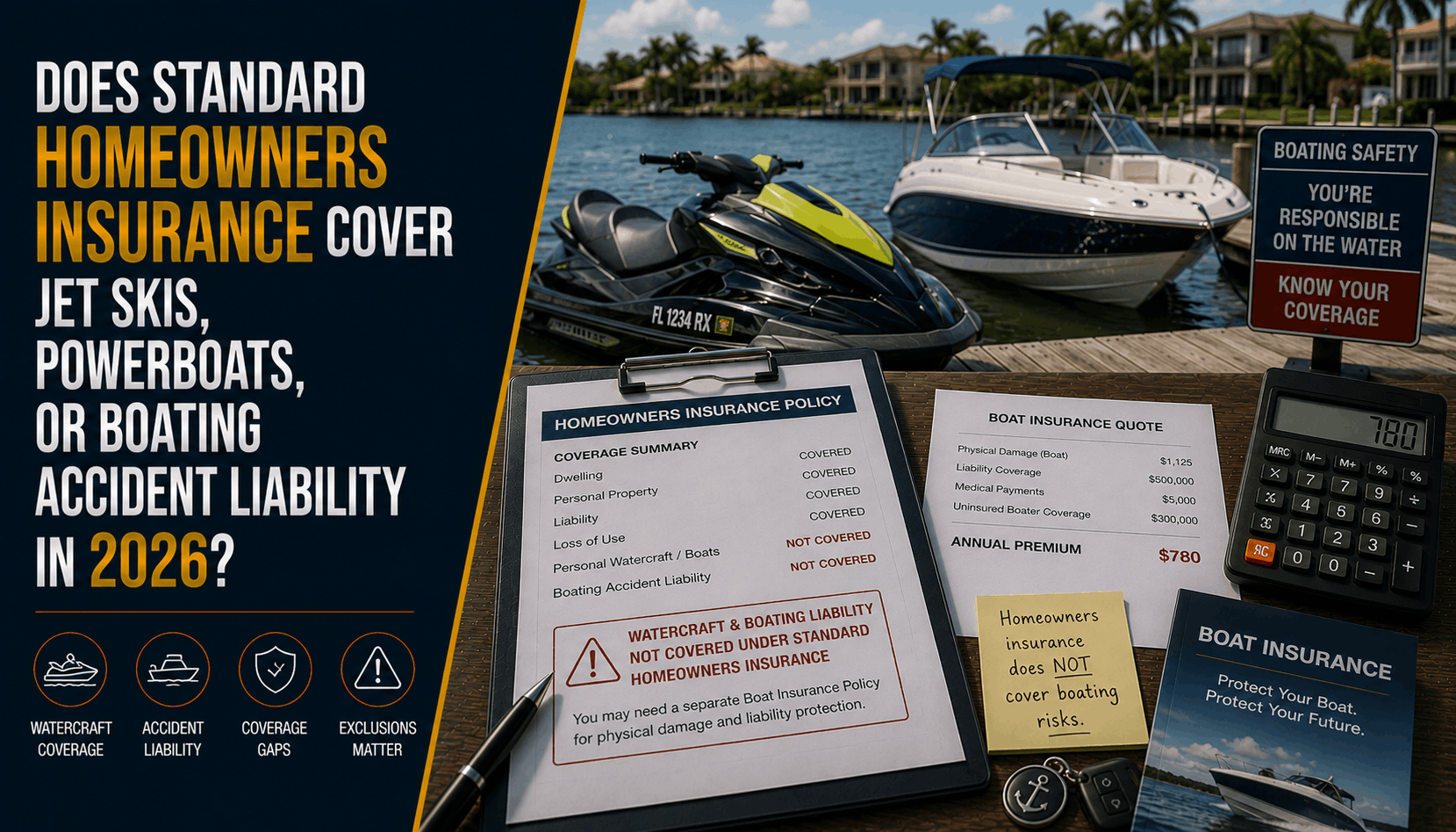 Does Homeowners Insurance Cover Boats & Jet Skis in 2026?