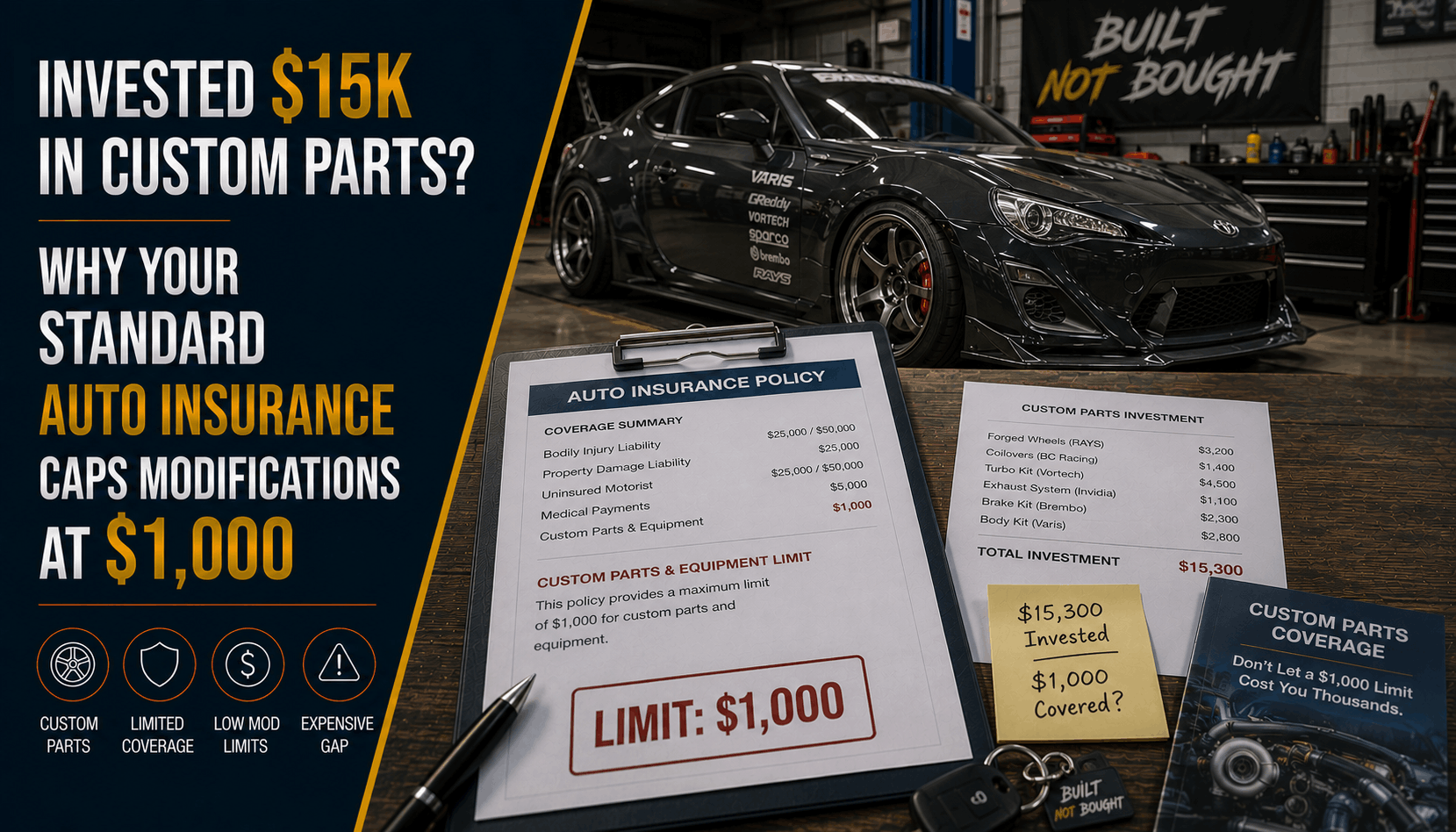 Invested $15k in Custom Parts? Standard Auto Insurance Caps Mods at $1,000