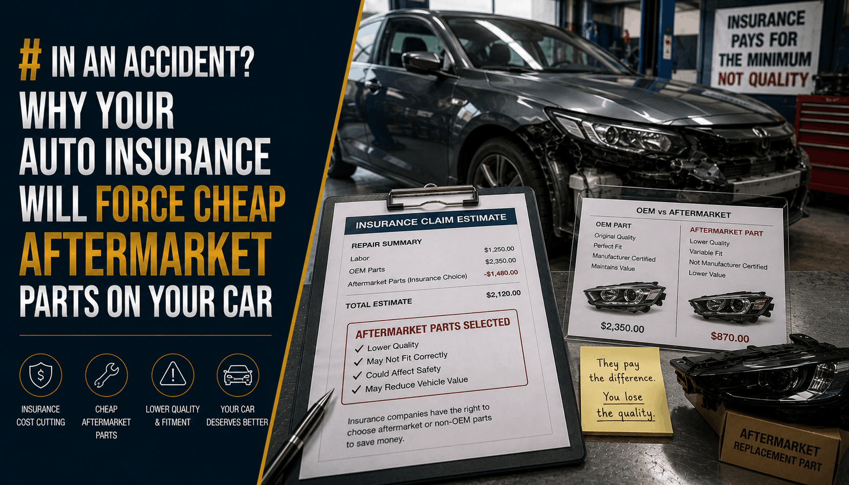Why Auto Insurance Forces Cheap Aftermarket Parts (2026)
