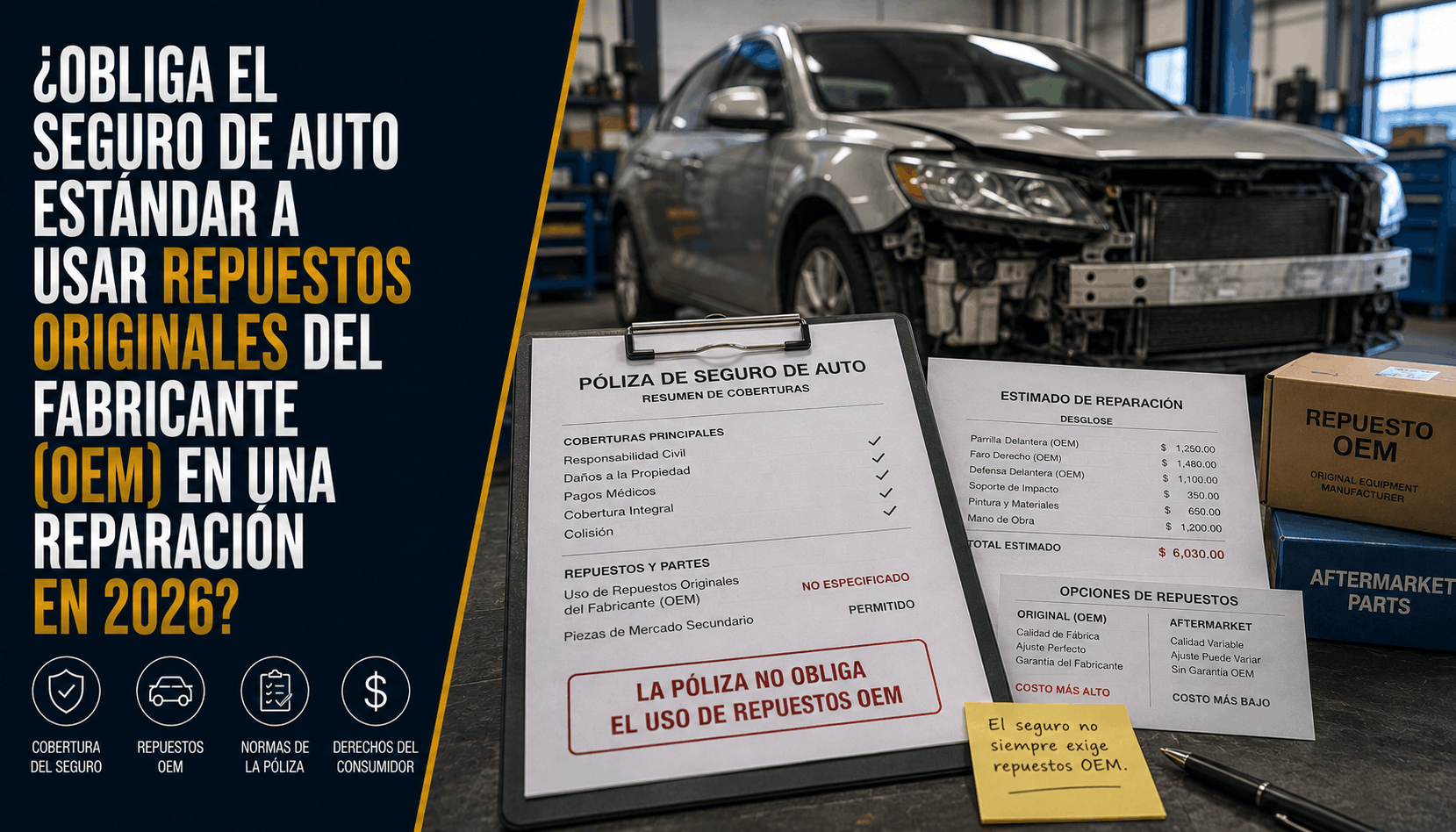 ¿Obliga el Seguro a Usar Repuestos OEM en Reparaciones? (2026)