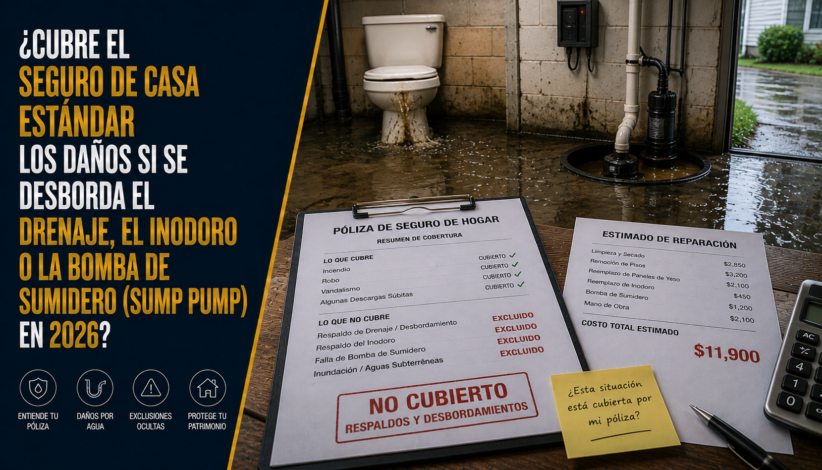 ¿Cubre el Seguro los Daños por Drenaje o Sump Pump en 2026?