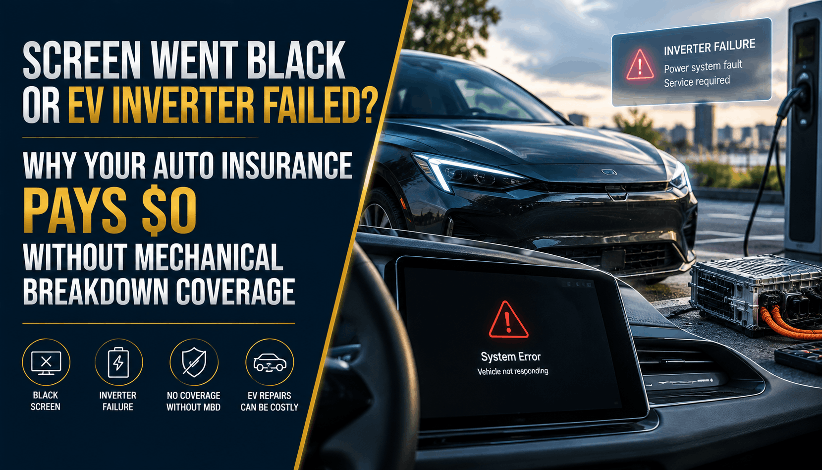 EV Inverter Failed or Screen Black? Why Insurance Pays $0
