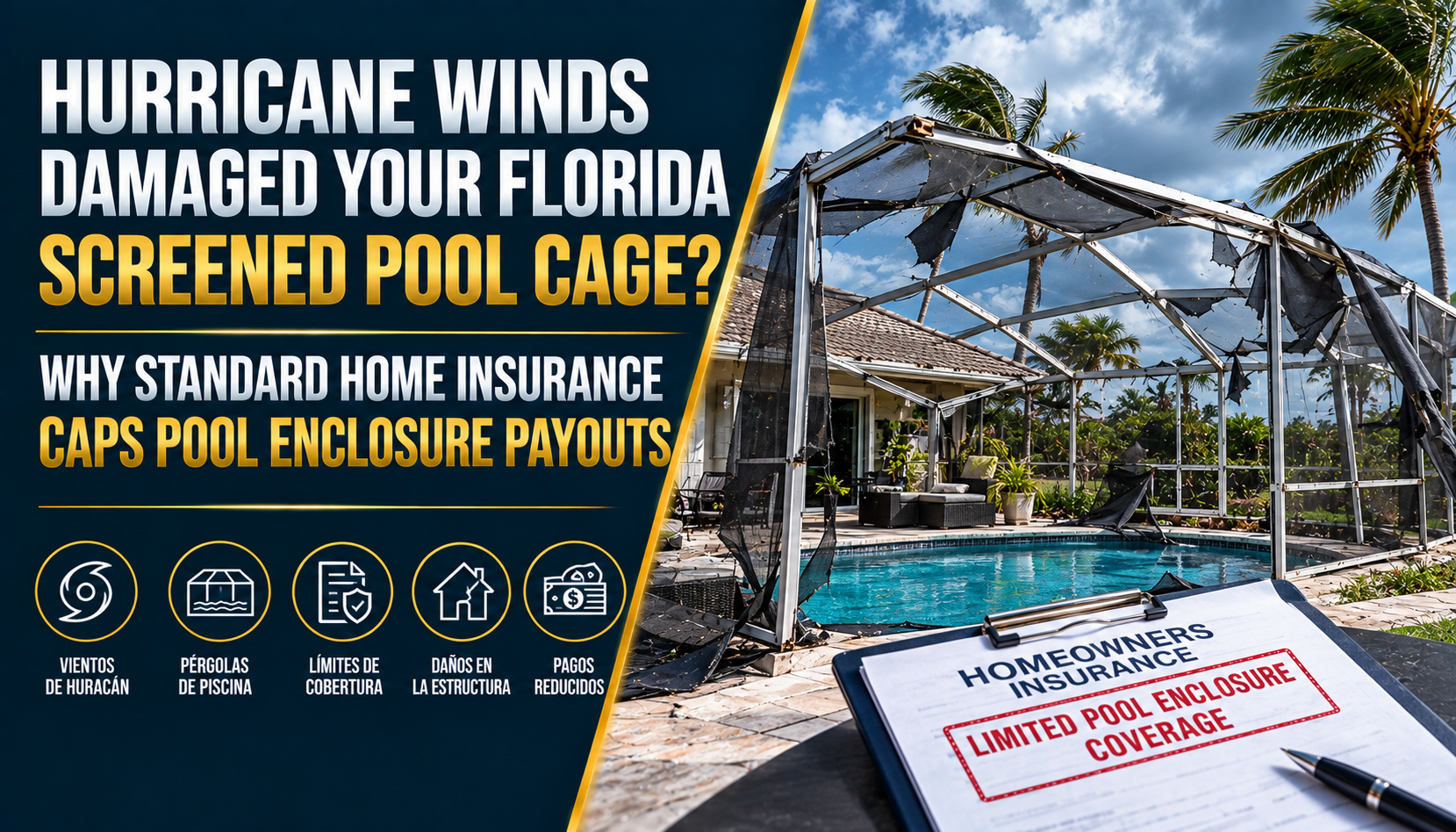 Hurricane Damage to Pool Enclosure in Florida? Coverage Limits 2026