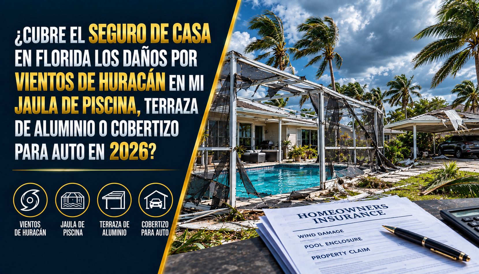 ¿Cubre el Seguro los Daños por Huracán en mi Jaula de Piscina o Terraza en Florida? (2026)