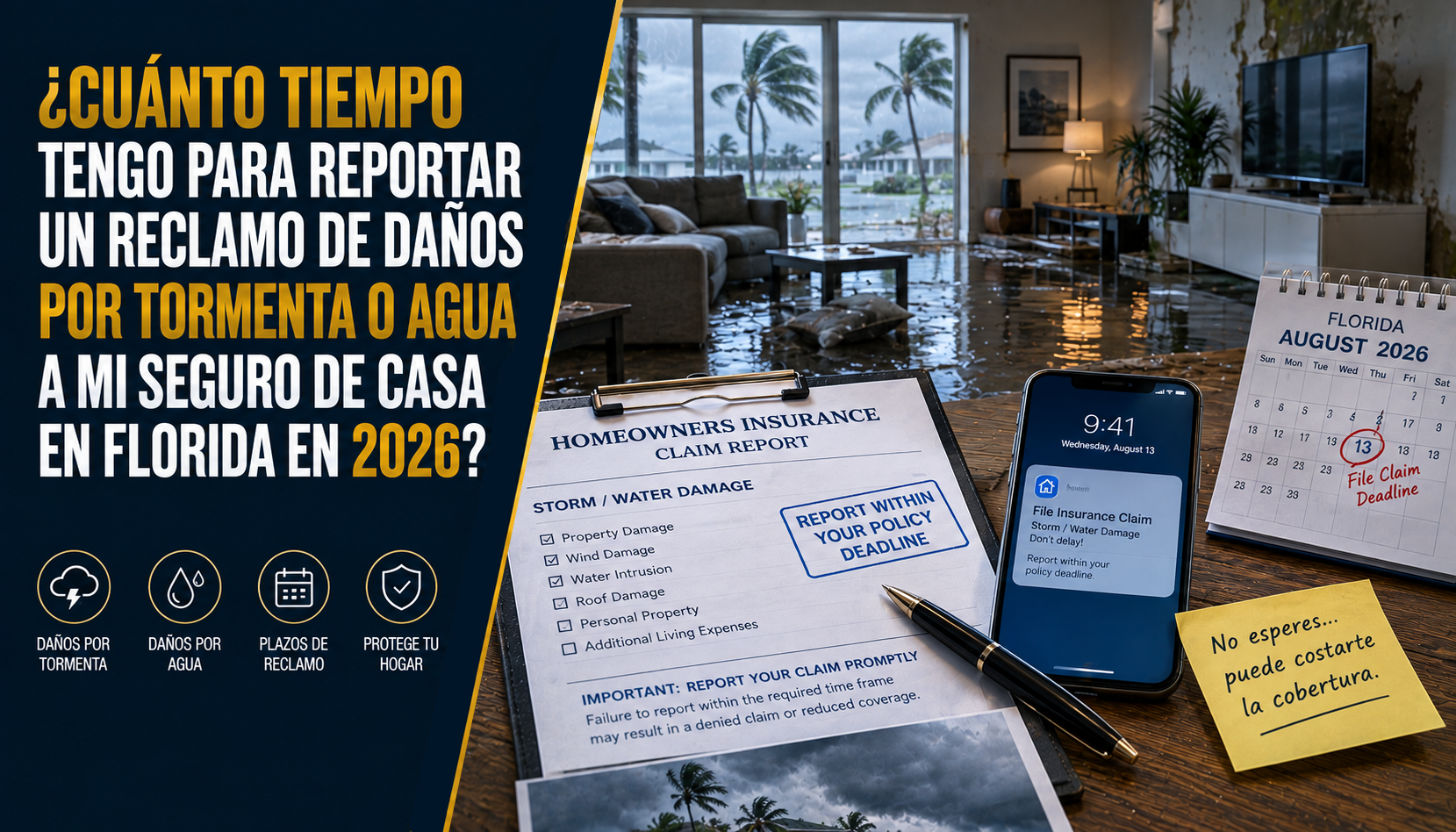 ¿Cuánto Tiempo Tengo para Reclamar Daños por Tormenta en Florida? (2026)