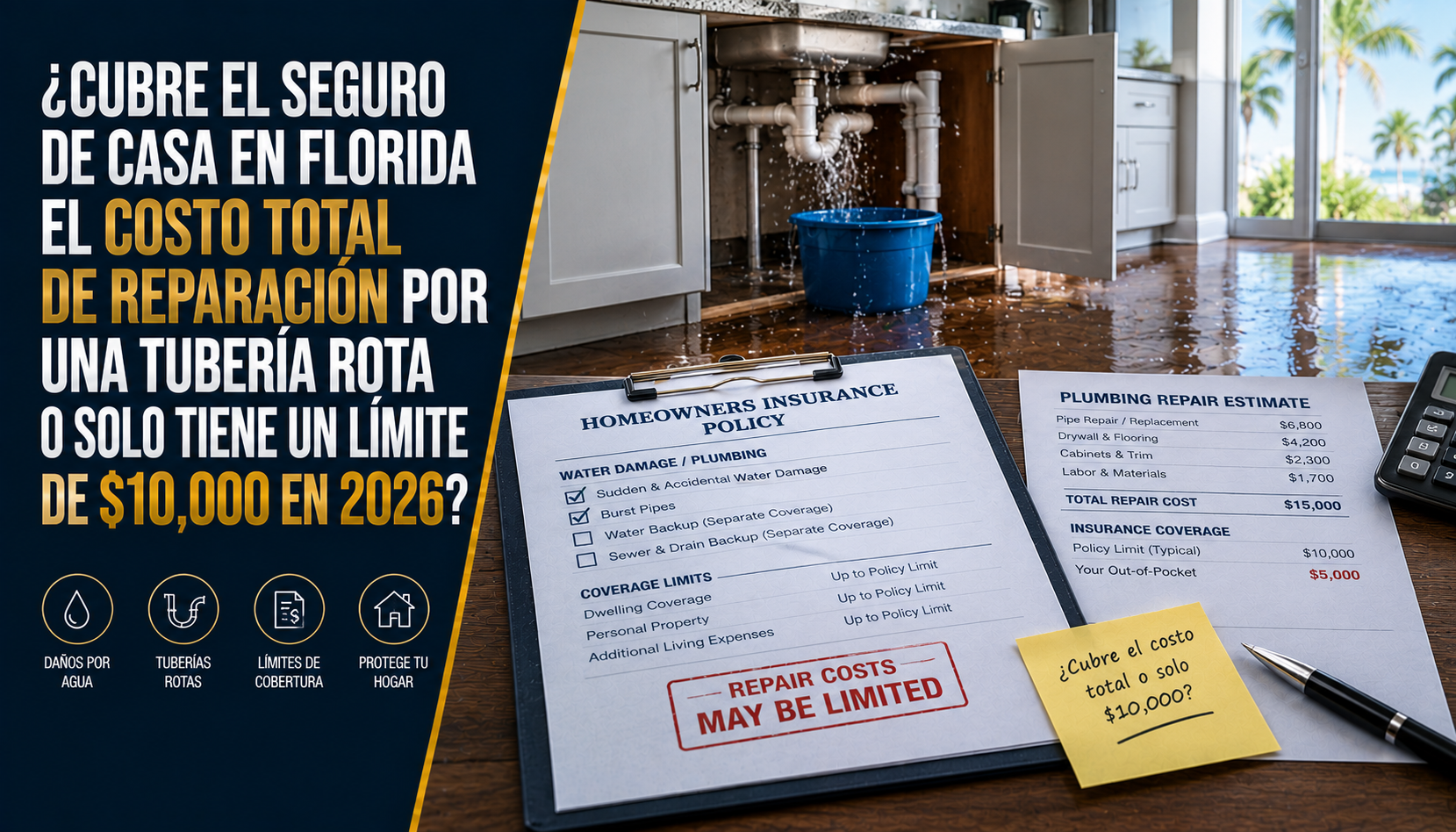 ¿Cubre el Seguro el Costo Total de una Tubería Rota en Florida? (2026)