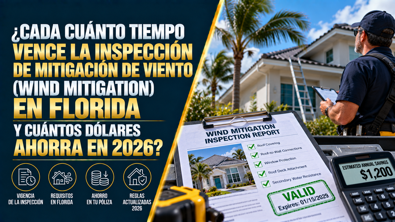 Vigencia de Inspección de Mitigación de Viento en Florida y Ahorros 2026