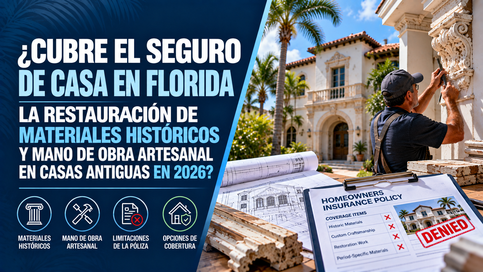 Seguro de Casa Histórica en Florida (2026): Cobertura Artesanal