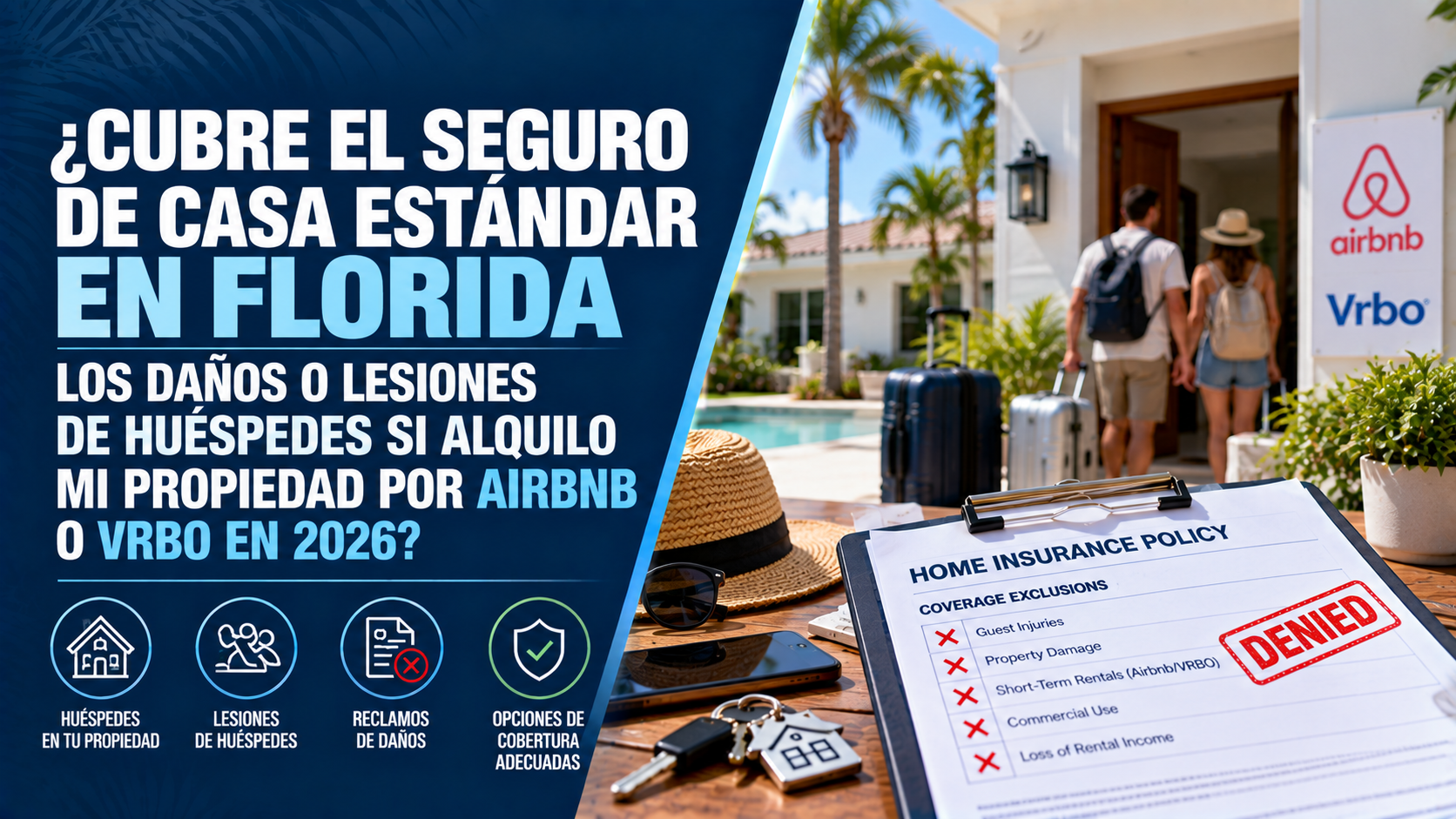 Seguro Airbnb y Vrbo en Florida (2026): Cobertura de Huéspedes