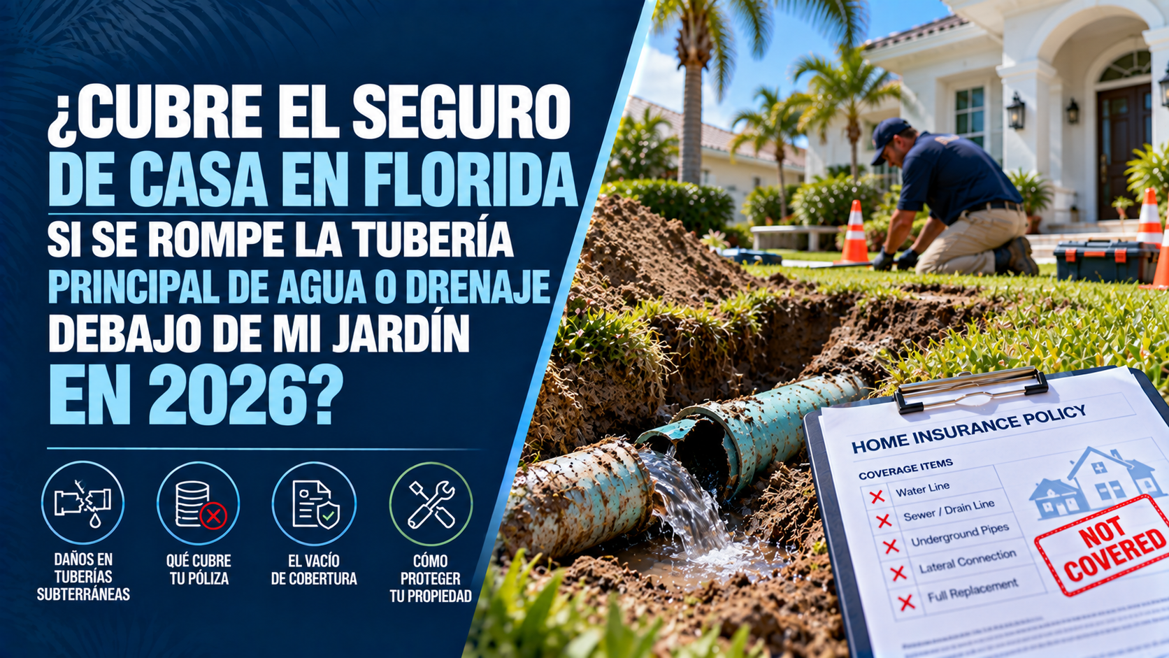 ¿Cubre el Seguro la Tubería Rota bajo el Jardín en Florida? (2026)