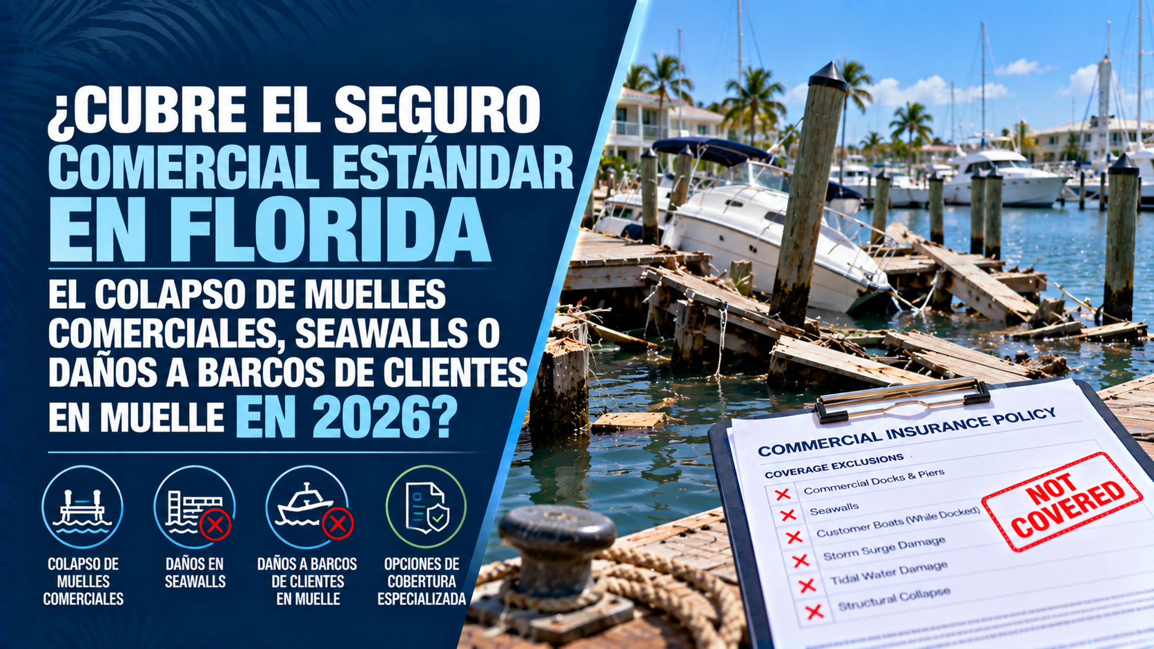 Seguro Comercial en Florida: Colapso de Muelles y Seawalls (2026)