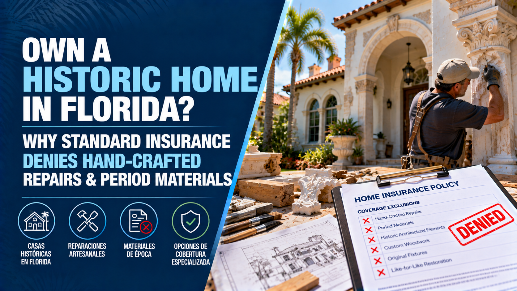 Historic Home Insurance Florida: Hand-Crafted Repairs & Materials