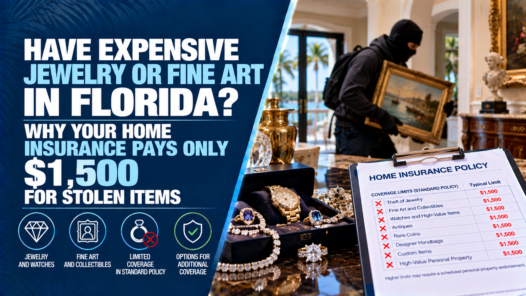 Florida Home Insurance: Fine Art & Jewelry Theft Limits