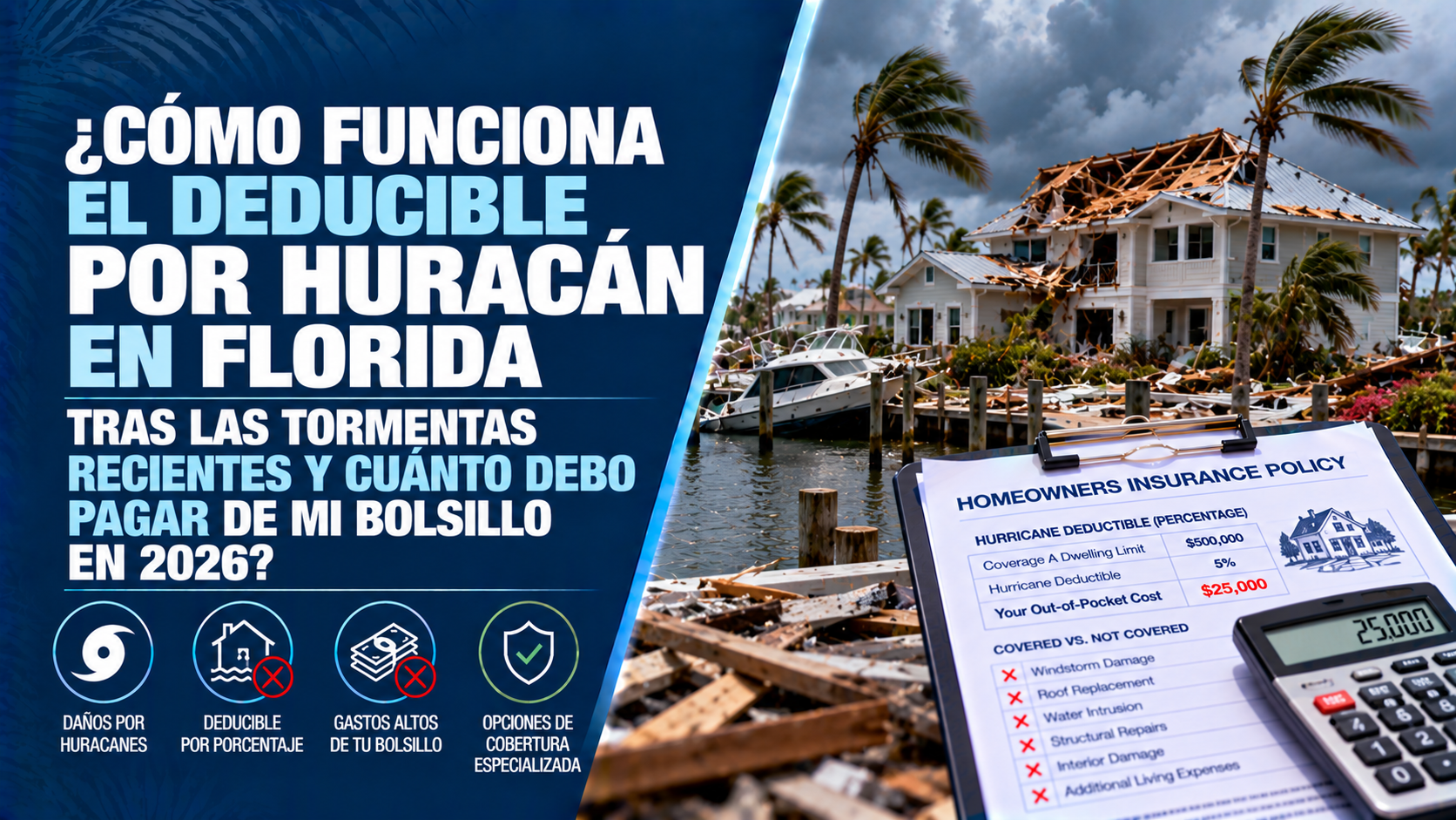 Deducible por Huracán en Florida (2026): ¿Cuánto Pagas de tu Bolsillo?