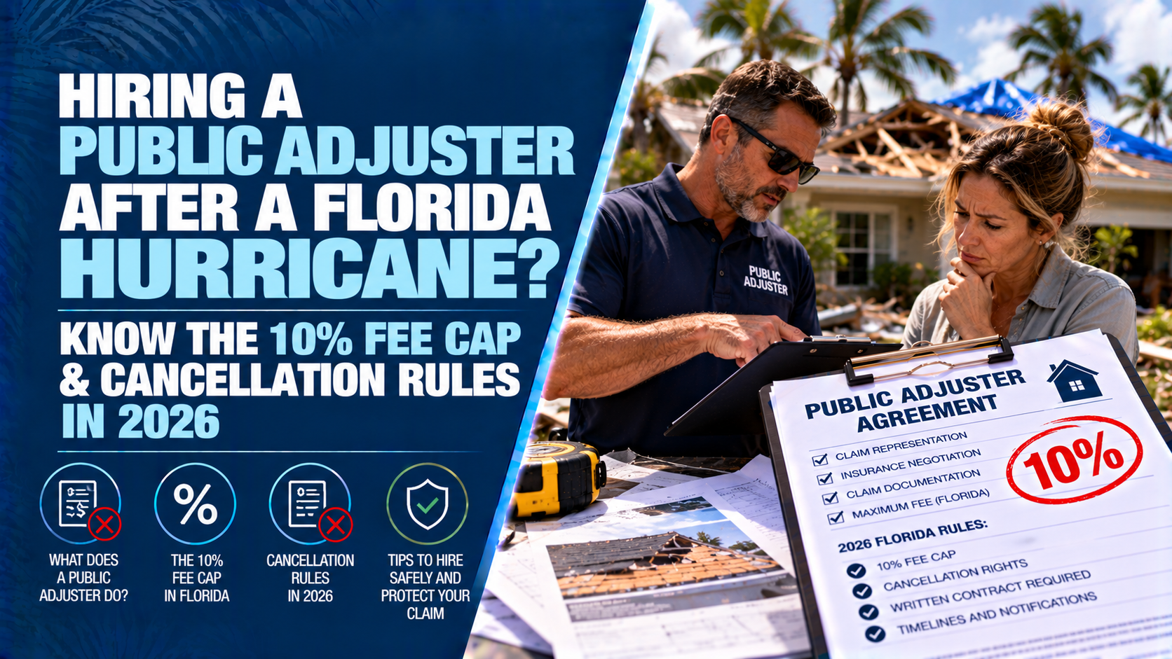 Hiring a Florida Public Adjuster 2026: 10% Fee Cap & Rules